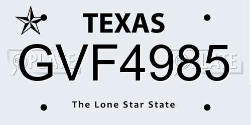 GVF4985 Texas License Plate