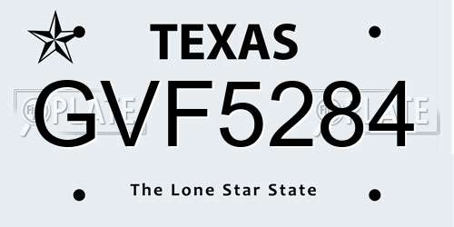 GVF5284 Texas License Plate