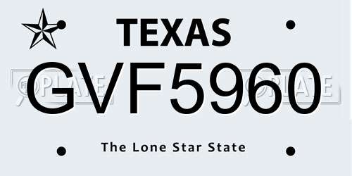GVF5960 Texas License Plate