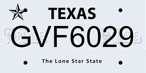 GVF6029 Texas License Plate
