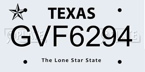 GVF6294 Texas License Plate