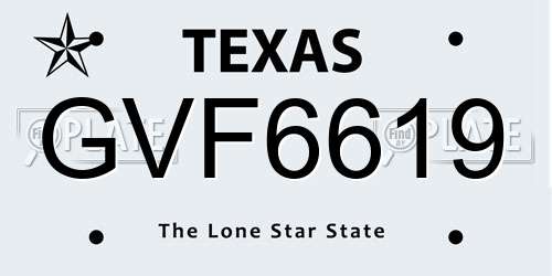 GVF6619 Texas License Plate