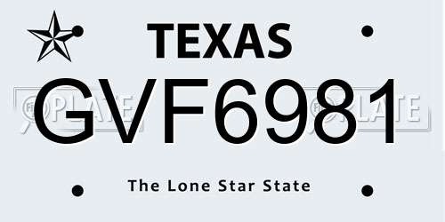 GVF6981 Texas License Plate