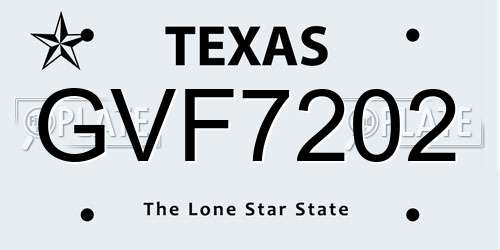 GVF7202 Texas License Plate