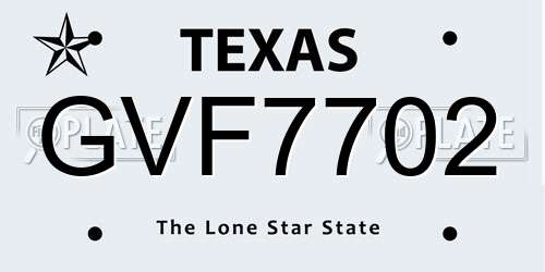 GVF7702 Texas License Plate