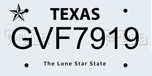 GVF7919 Texas License Plate