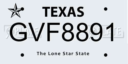 GVF8891 Texas License Plate