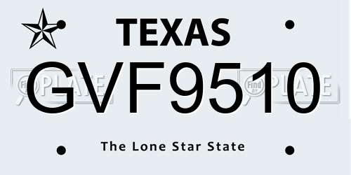 GVF9510 Texas License Plate