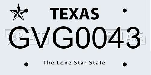 GVG0043 Texas License Plate