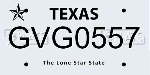 GVG0557 Texas License Plate