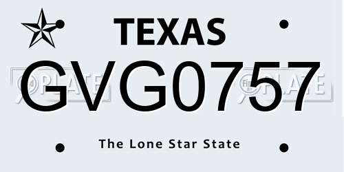 GVG0757 Texas License Plate