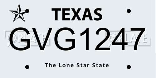GVG1247 Texas License Plate