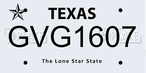 GVG1607 Texas License Plate