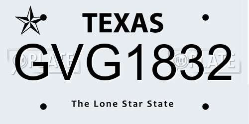 GVG1832 Texas License Plate