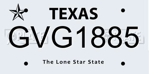 GVG1885 Texas License Plate