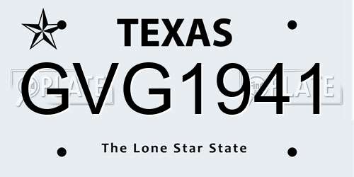 GVG1941 Texas License Plate