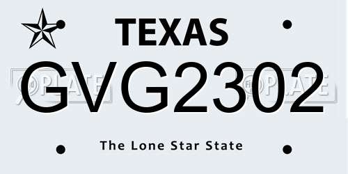 GVG2302 Texas License Plate