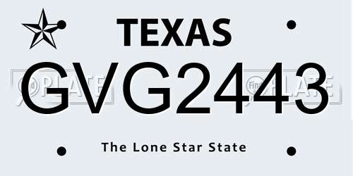 GVG2443 Texas License Plate