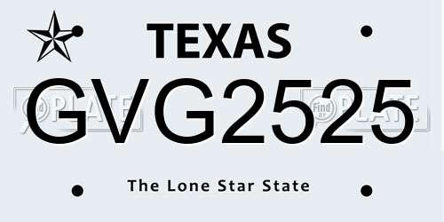 GVG2525 Texas License Plate