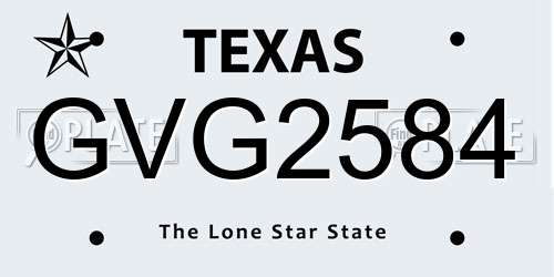 GVG2584 Texas License Plate