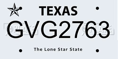 GVG2763 Texas License Plate