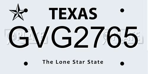 GVG2765 Texas License Plate