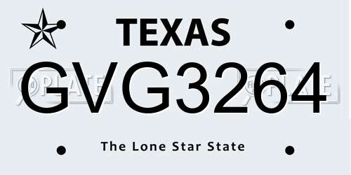 GVG3264 Texas License Plate