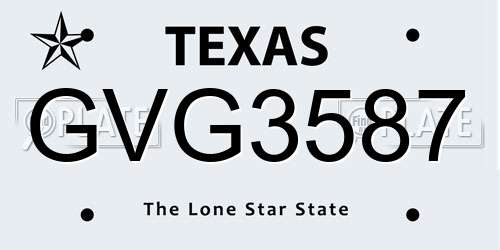 GVG3587 Texas License Plate