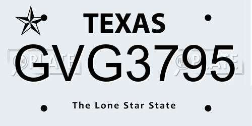 GVG3795 Texas License Plate