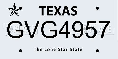 GVG4957 Texas License Plate