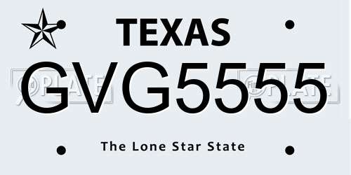 GVG5555 Texas License Plate