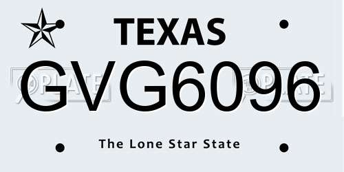 GVG6096 Texas License Plate