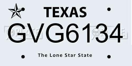 GVG6134 Texas License Plate