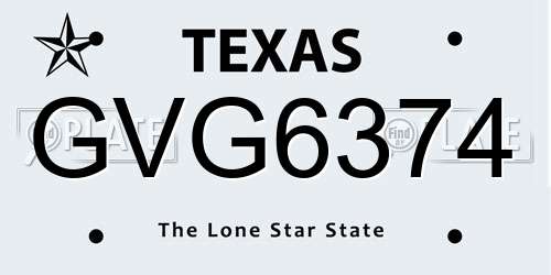 GVG6374 Texas License Plate