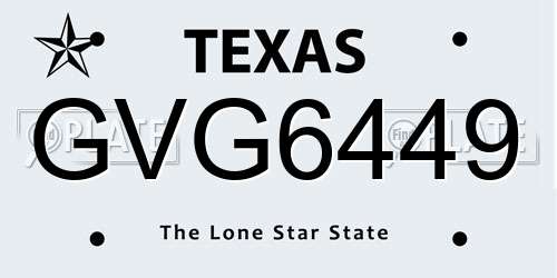 GVG6449 Texas License Plate