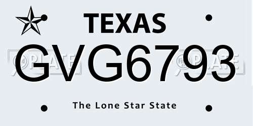GVG6793 Texas License Plate