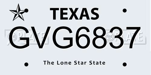 GVG6837 Texas License Plate