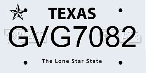 GVG7082 Texas License Plate