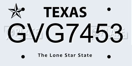 GVG7453 Texas License Plate