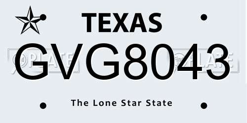 GVG8043 Texas License Plate