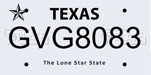 GVG8083 Texas License Plate