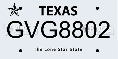GVG8802 Texas License Plate
