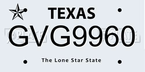 GVG9960 Texas License Plate
