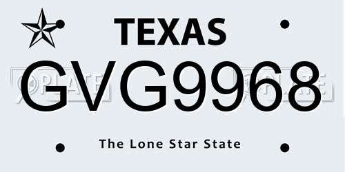 GVG9968 Texas License Plate