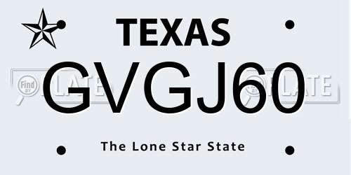 GVGJ60 Texas License Plate