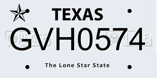 GVH0574 Texas License Plate