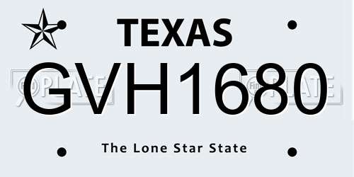 GVH1680 Texas License Plate