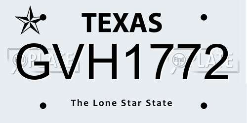 GVH1772 Texas License Plate