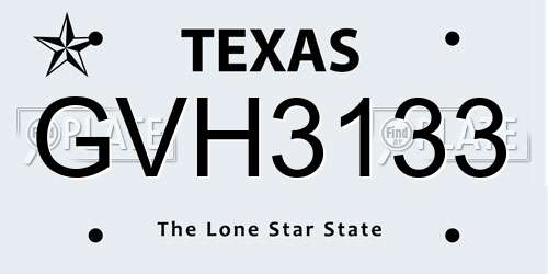 GVH3133 Texas License Plate