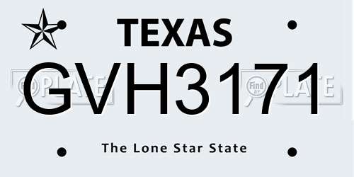 GVH3171 Texas License Plate